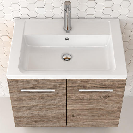 Orabella Navona 61 Wall-Hung Bathroom Vanity - Laminate 390 / Chrome handles