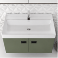 Orabella Mood / Amabile / Touch 80 Wall-Hung Bathroom Vanity - Laminate 162 / Two Doors / Black handles