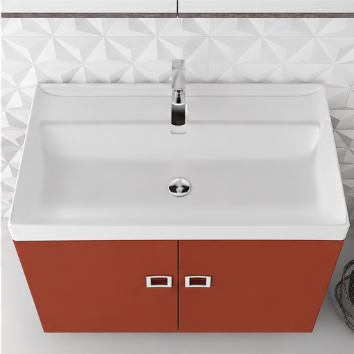 Orabella Mood / Amabile / Touch 80 Wall-Hung Bathroom Vanity - Laminate 165 / Two Doors / Chrome handles