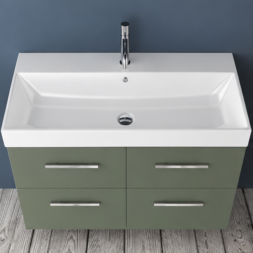 Orabella Mood / Amabile / Touch 100 Wall-Hung Bathroom Vanity - Laminate 162 / Four Drawers / Chrome handles