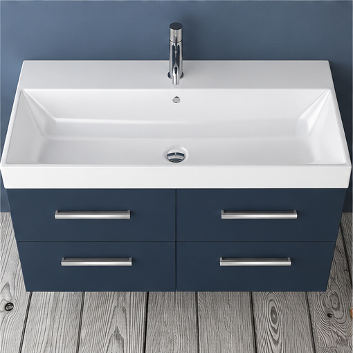 Orabella Mood / Amabile / Touch 100 Wall-Hung Bathroom Vanity - Laminate 167 / Four Drawers / Chrome handles