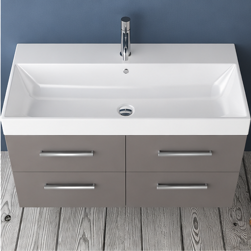 Orabella Mood / Amabile / Touch 100 Wall-Hung Bathroom Vanity - Laminate 194 / Four Drawers / Chrome handles
