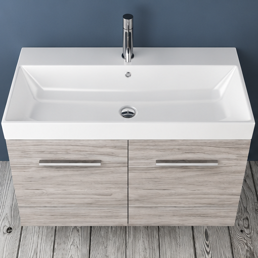 Orabella Mood / Amabile / Touch 100 Wall-Hung Bathroom Vanity - Laminate 719 / Two Doors / Chrome handles