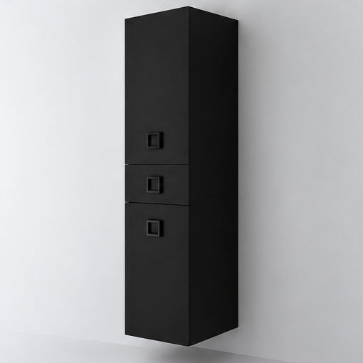 Orabella Prima Bathroom Storage Column - Matt MDF 6090 / Black handles