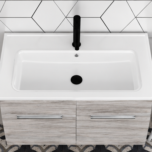 Orabella Lagina 80 Wall-Hung Bathroom Vanity - Laminate 719 / Chrome handles