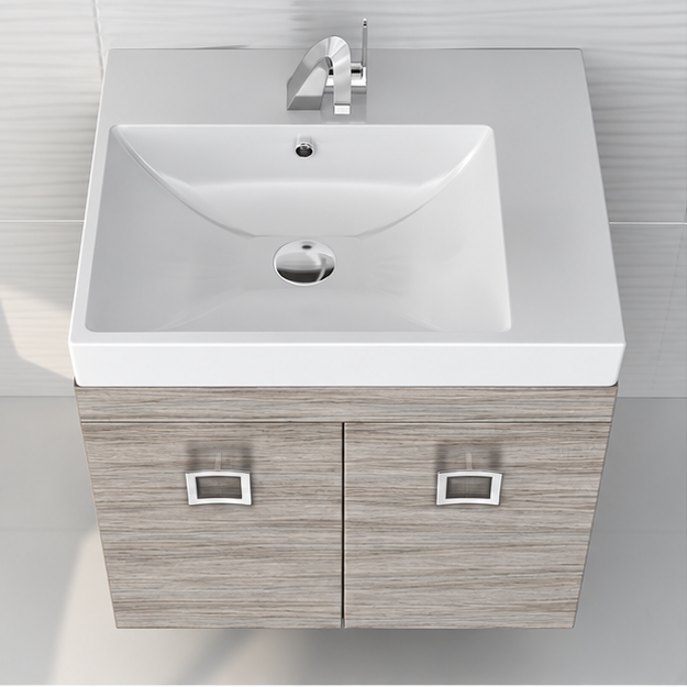 Orabella Raven 60 Wall-Hung Bathroom Vanity - Laminate 719 / Chrome handles