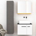 Orabella Solid Surface70 - Finish 101 / Black countertop / Two Doors / Black handles