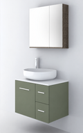 Orabella Solid Surface70 - Finish 162 / White countertop / Two Drawers / Chrome handles