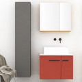 Orabella Solid Surface70 - Finish 165 / White countertop / Two Doors / Black handles