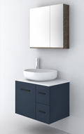 Orabella Solid Surface70 - Finish 167 / White countertop / Two Drawers / Black handles