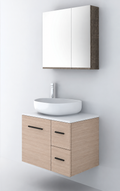 Orabella Solid Surface70 - Finish 326 / White countertop / Two Drawers / Black handles