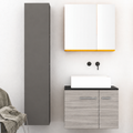 Orabella Solid Surface70 - Finish 719 / Black countertop / Two Doors / Chrome handles