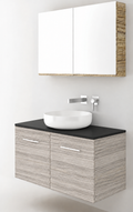 Orabella Solid Surface100 - Finish 719 / Black countertop / Two Doors / Chrome handles