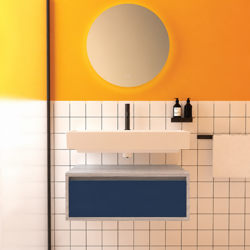 Amabile vanity — cabinet finish719, drawer finish167, floating separate basin
