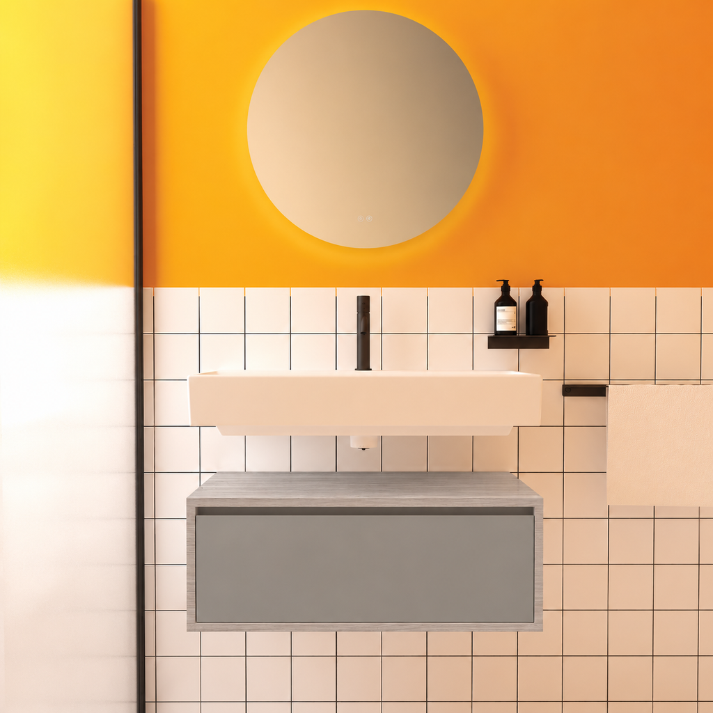 Amabile vanity — cabinet finish719, drawer finish194, floating separate basin