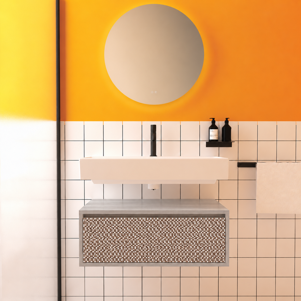 Amabile vanity — cabinet finish719, drawer finish245, floating separate basin