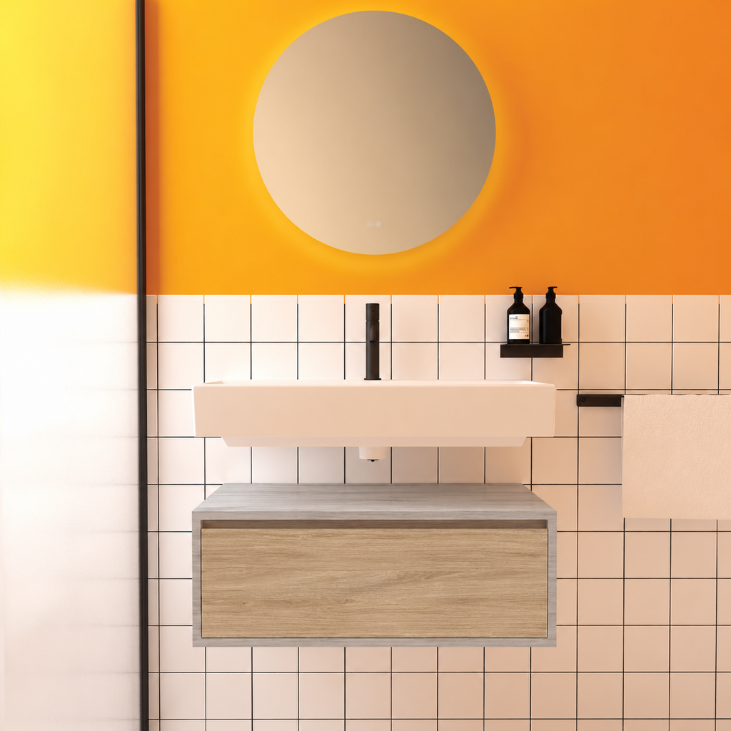Amabile vanity — cabinet finish719, drawer finish331, floating separate basin