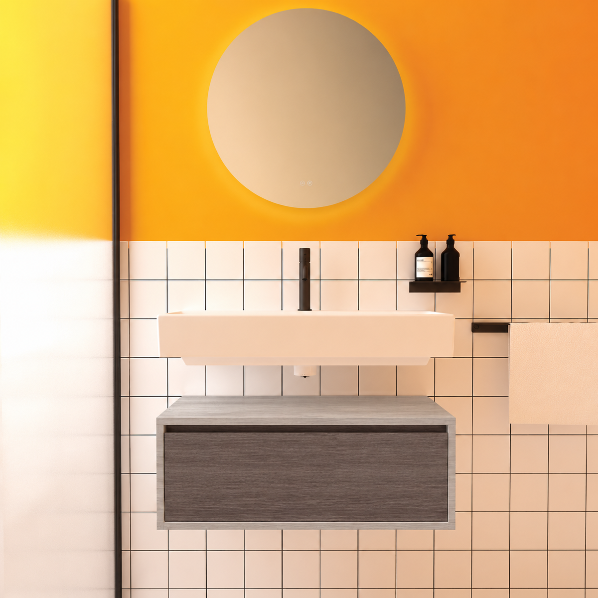 Amabile vanity — cabinet finish719, drawer finish399, floating separate basin