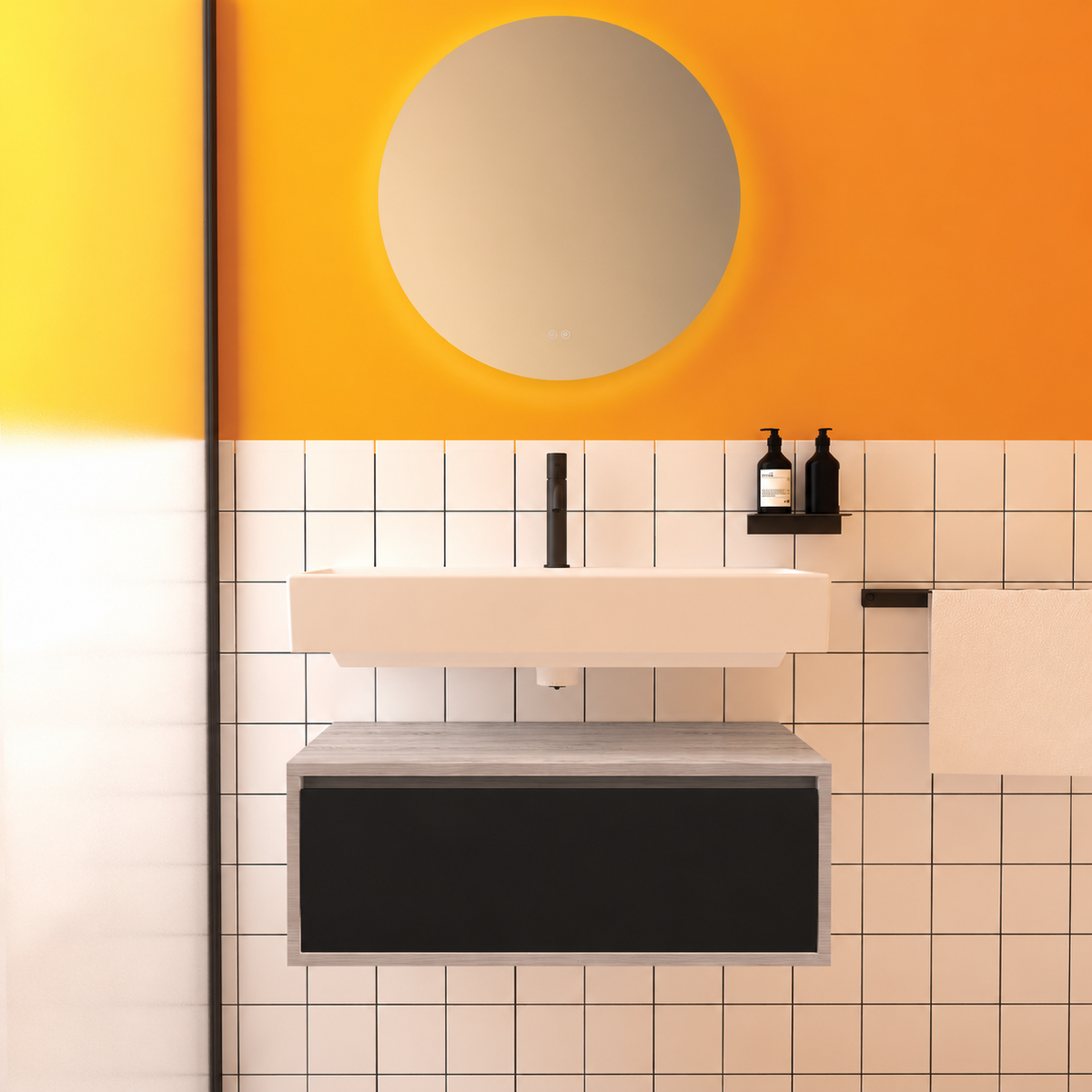 Amabile vanity — cabinet finish719, drawer finish6090, floating separate basin