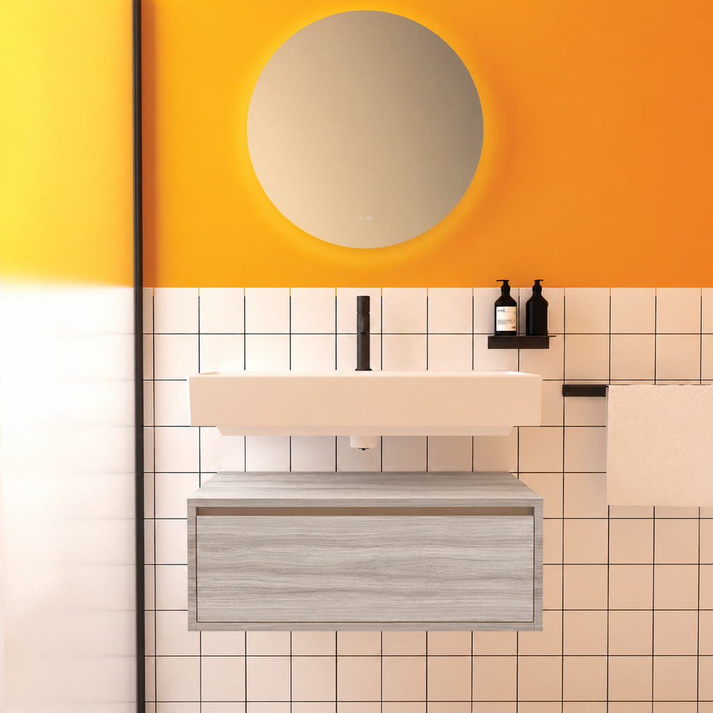 Amabile vanity — cabinet finish719, drawer finish719, floating separate basin