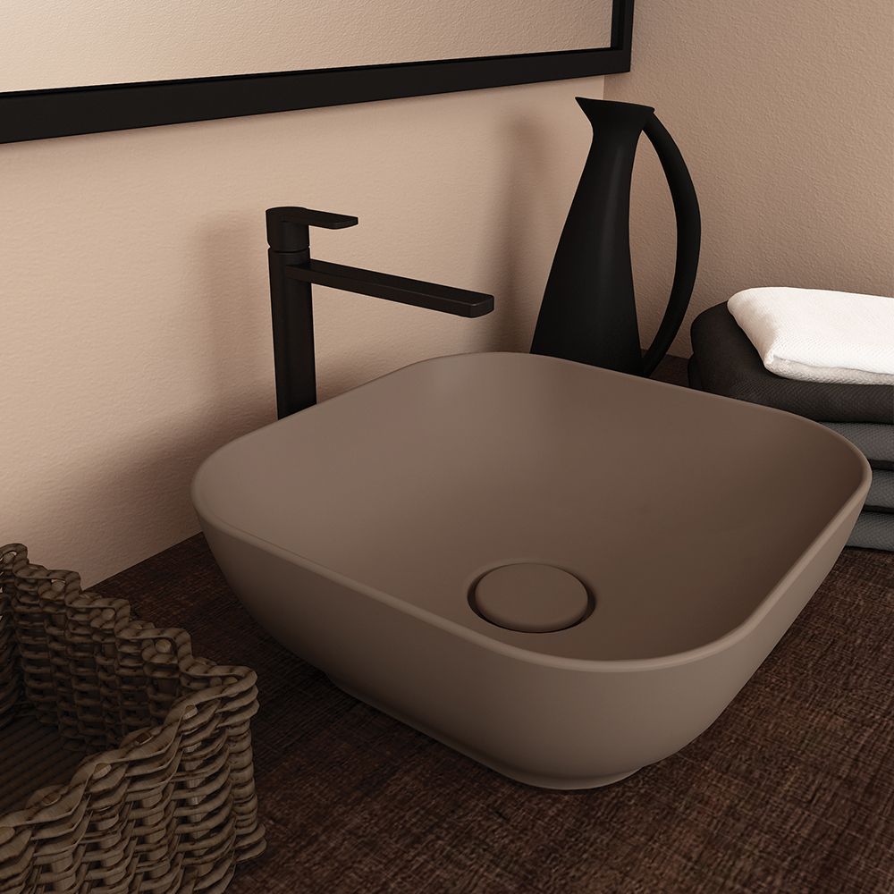 Olympia Trend Square 02 -Countertop Washbasin - Brown-Beige matt