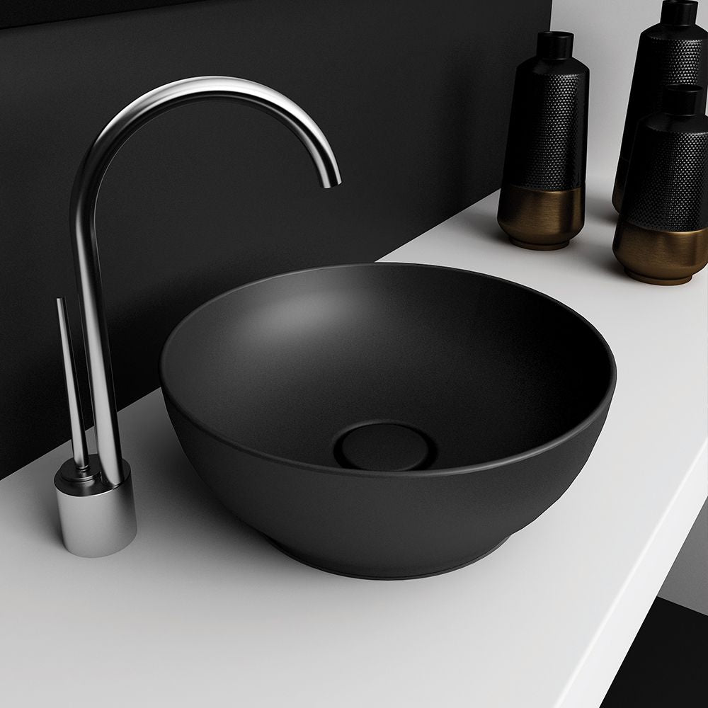 Olympia Trend Round 02 Countertop Basin - Black matt