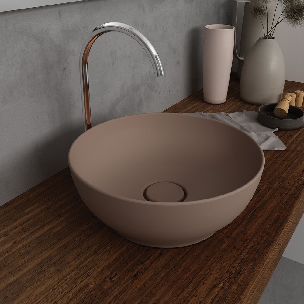 Olympia Trend Round 02 Countertop Basin - Brown-Beige matt