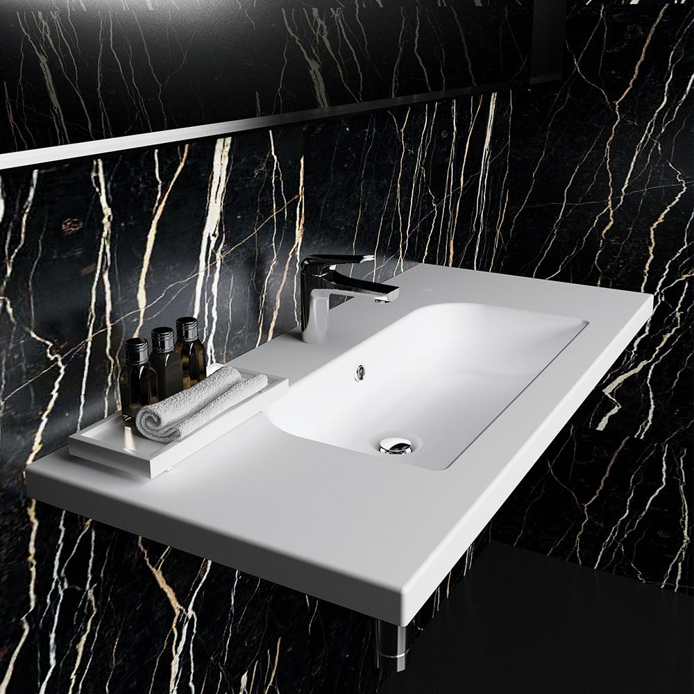 Tecla Mood Wall Hung/Unit Mounted Washbasin - 80X45X3.5 cm