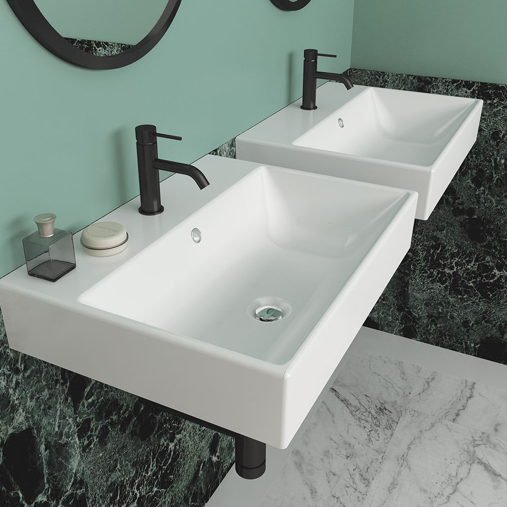 Tecla Amabile Wall Hung/Unit Mounted Washbasin - 80X45X11 cm