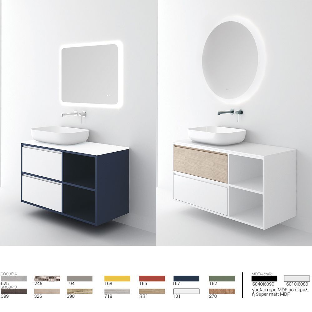 Orabella Double Drawer with shelf 100 / 120 / 140 Wall-Hung Bathroom Vanity