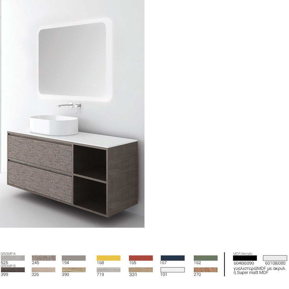 Orabella Double Drawer with shelf 100 / 120 / 140 Wall-Hung Bathroom Vanity