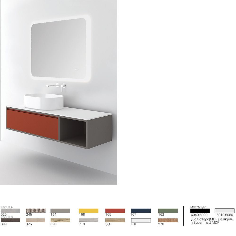 Orabella Drawer with shelf 100 / 120 / 140 Wall-Hung Bathroom Vanity