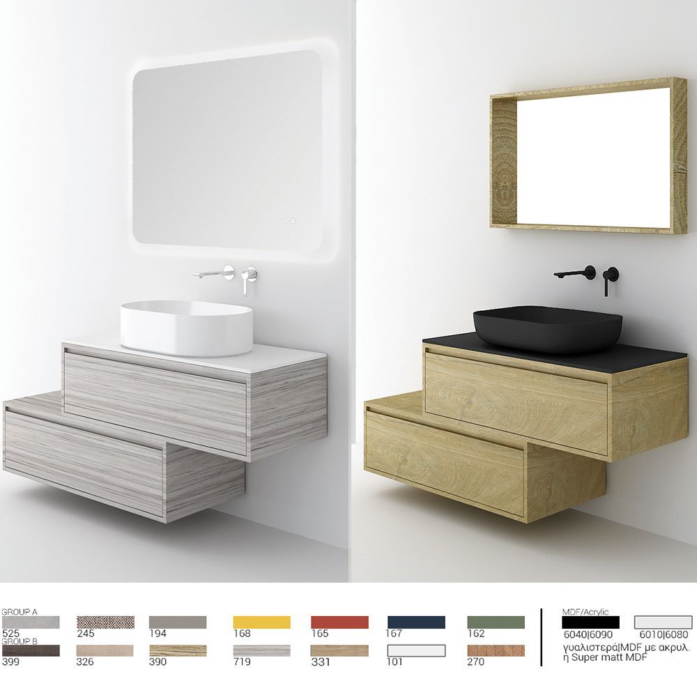 Orabella Drawer asymmetrical 60 / 80 / 100 Wall-Hung Bathroom Vanity