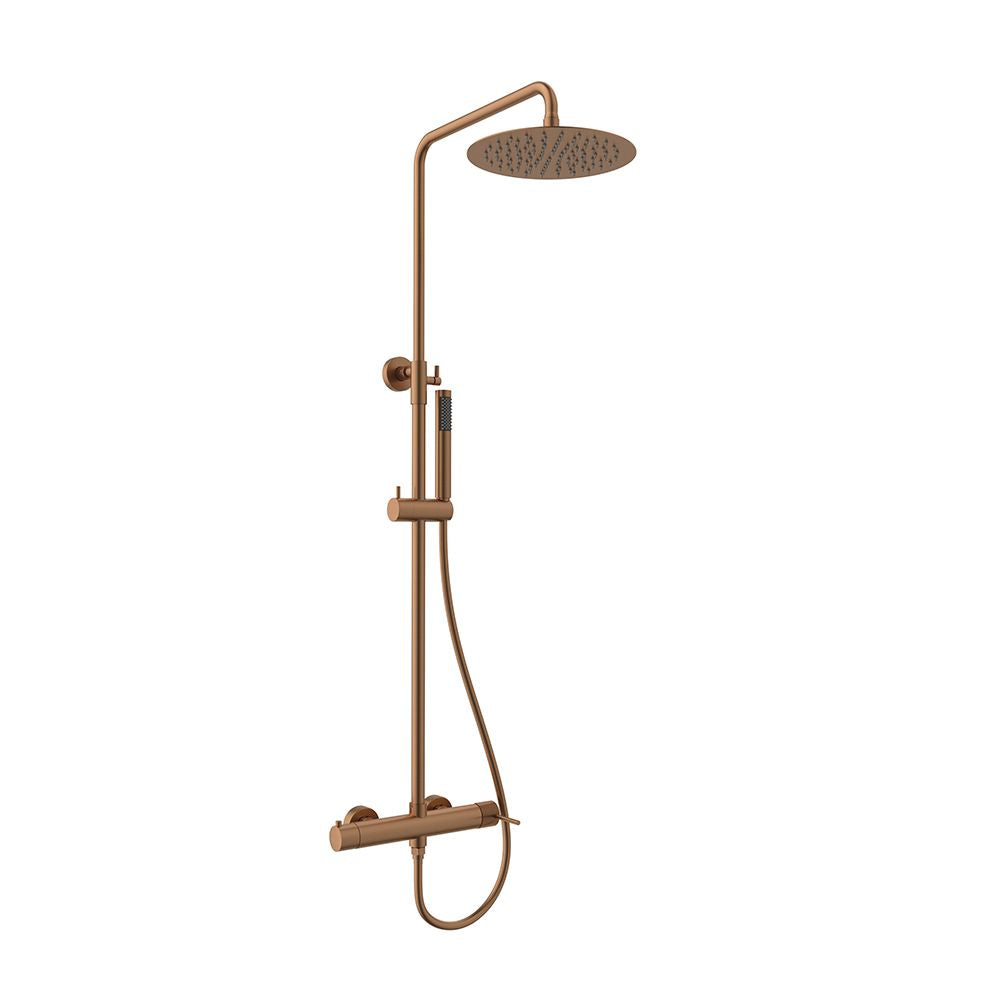 PRECIOSA ROUND SHOWER SYSTEM 250MM BRUSHED ROSE GOLD