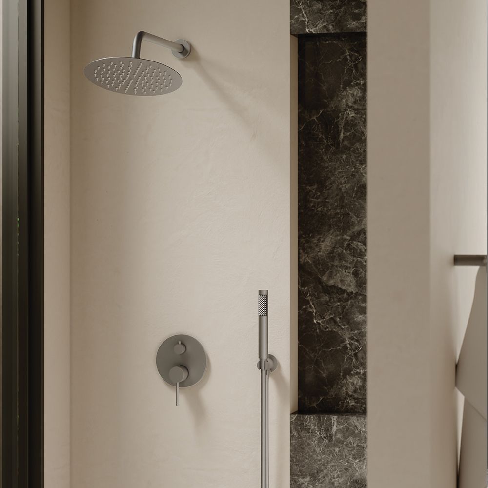 PRECIOSA CONCEALED SHOWER SET WITH A CONCEALED 2 WAY BATH/SHOWER MIXER GUN METAL LIGHT