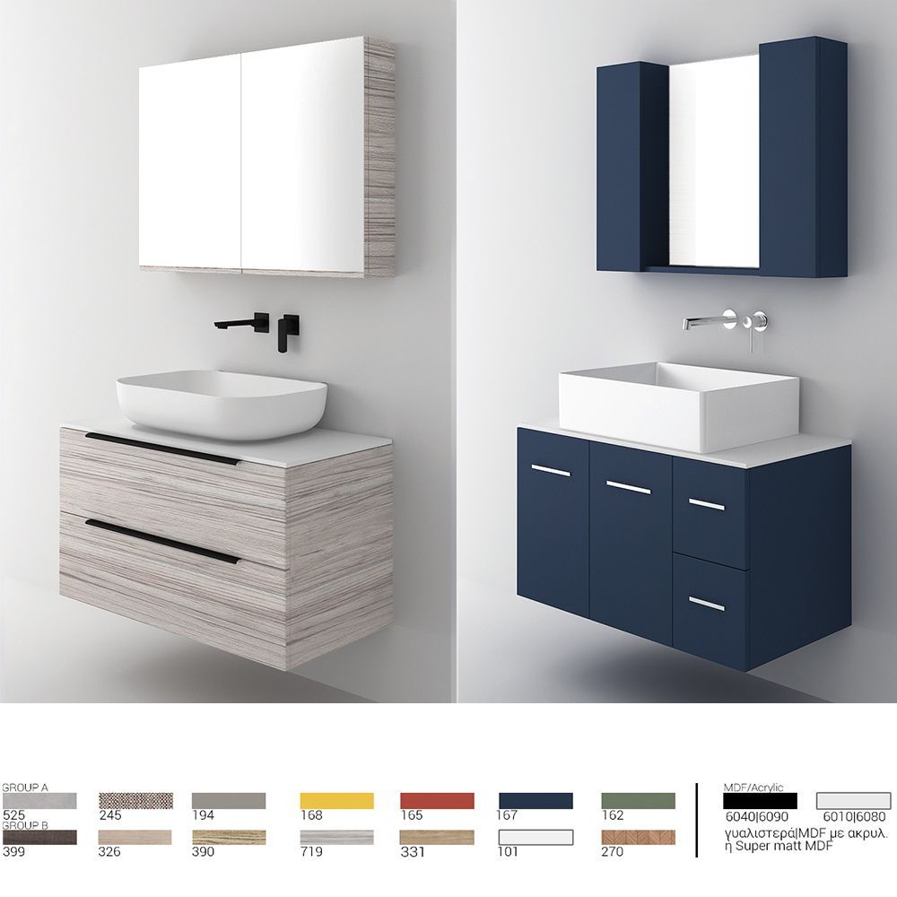 Orabella Solid Surface 90 Wall-Hung Bathroom Vanity for Countertop Basins