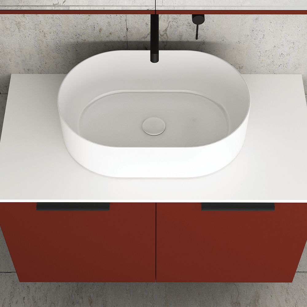 Orabella Solid Surface 90 Wall-Hung Bathroom Vanity for Countertop Basins