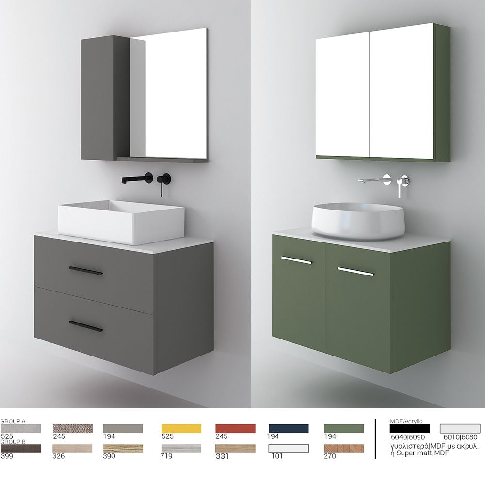 Orabella Solid Surface 80 Wall-Hung Bathroom Vanity for Countertop Basins