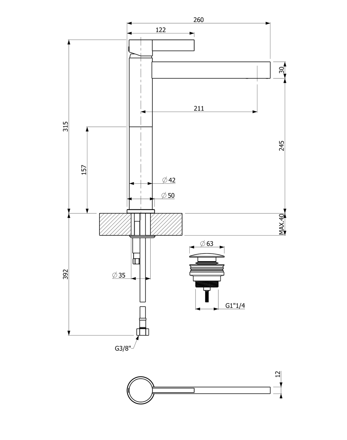 Orabella technical specifications and dimensions