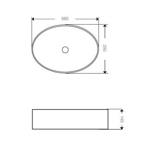 WHITE MATTE ART BASIN 560x390x140MM