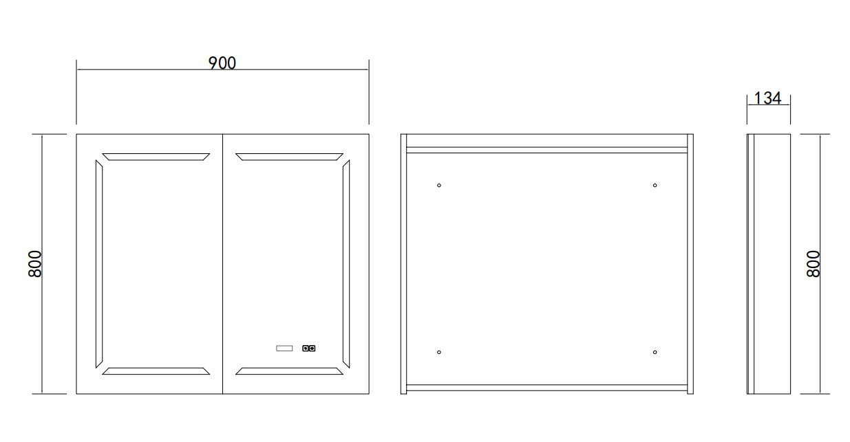 DEFROST CABINET MIRROR 900x134x800MM