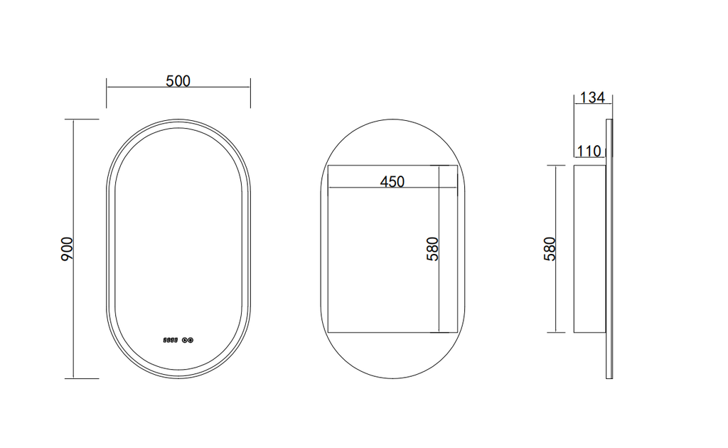 DEFROST CABINET MIRROR 500x134x900MM