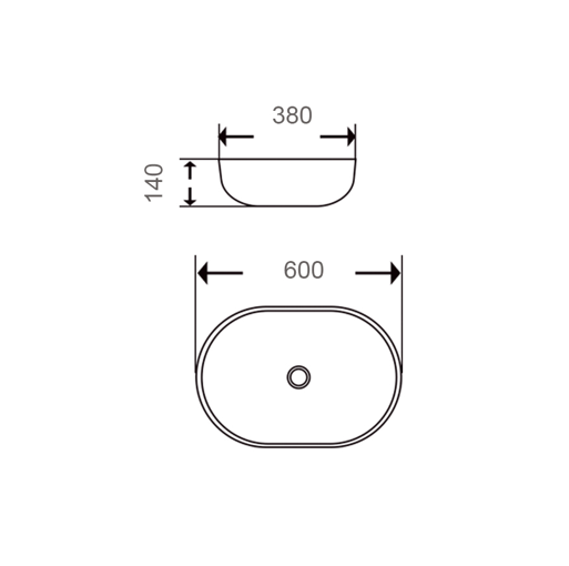 WHITE ART BASIN 600x380x140MM