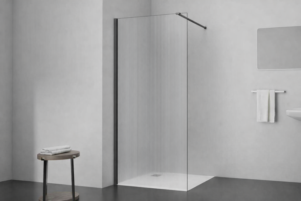 WALK-IN SHOWER CABIN FLUTED GLASS BRUSHED GUNMETAL