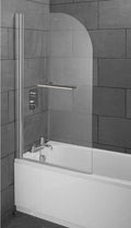 Single round clear-glass bath screen with towel bar
