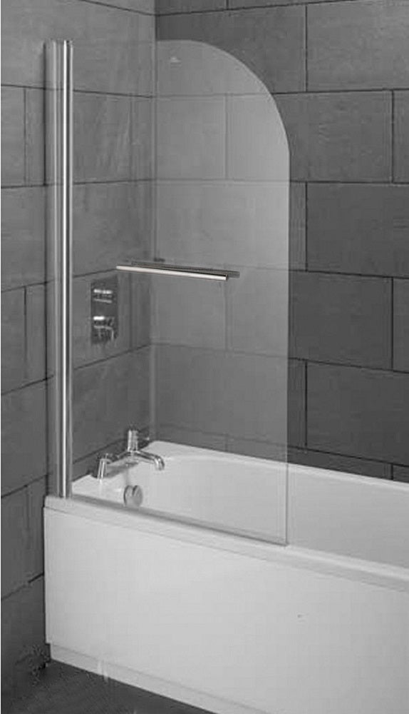 Single round clear-glass bath screen with towel bar