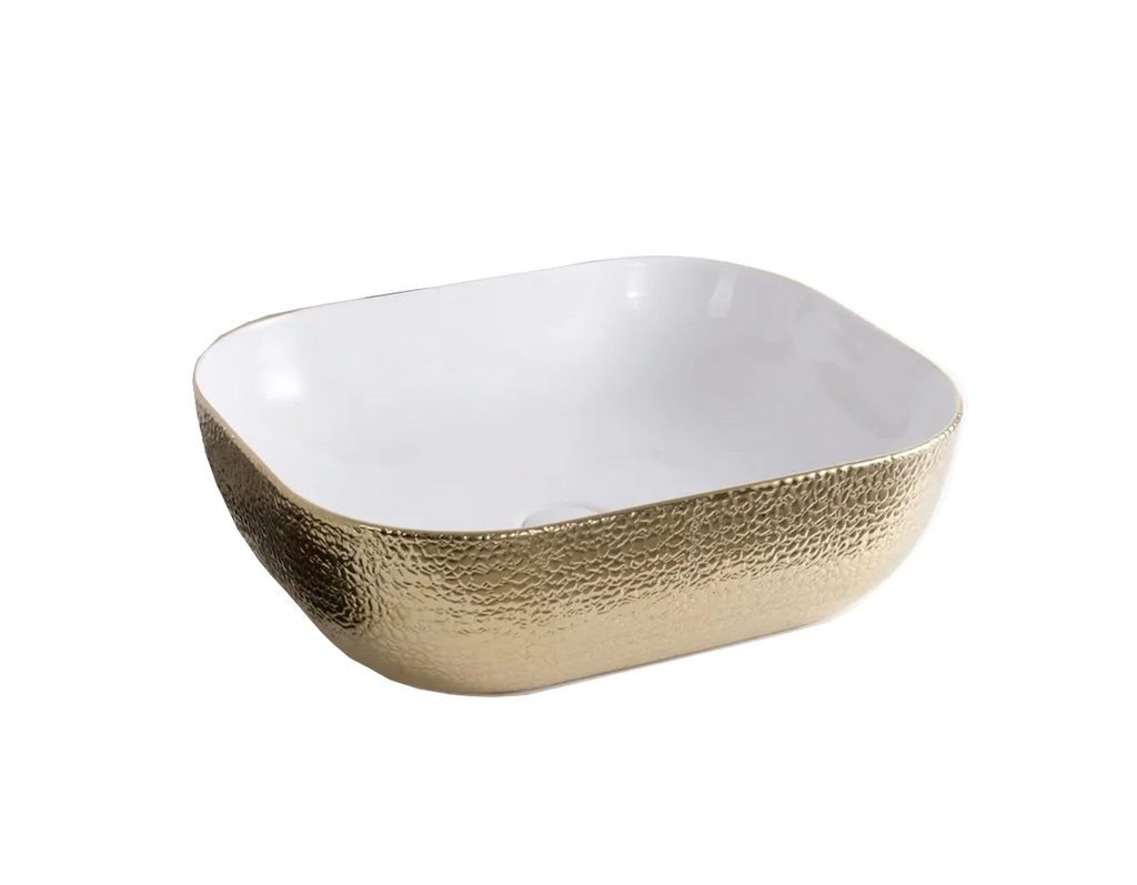 LEA WHITE/GOLD ART BASIN 505x405x135MM
