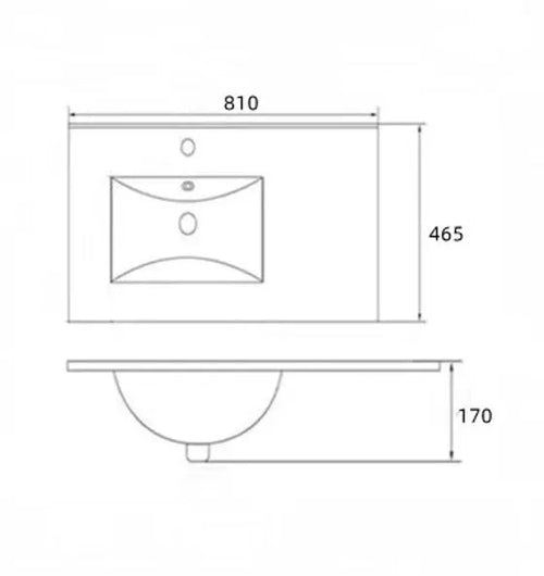 ABOVE COUNTER FURNITURE BASIN 810x465x170MM LEFT