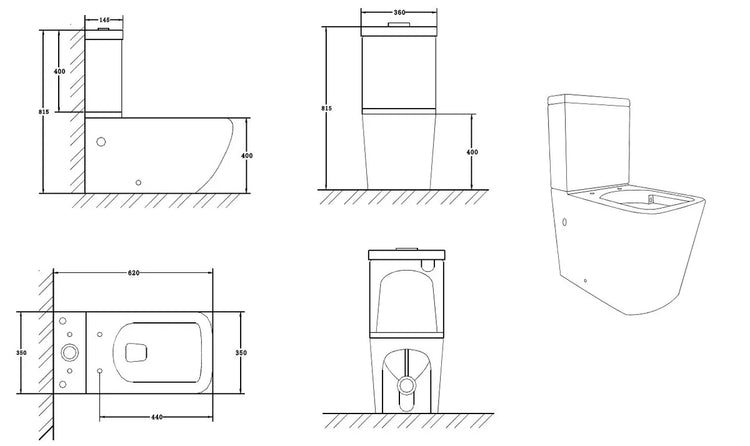 RAMA RIMLESS COMPLETE SET TOILET