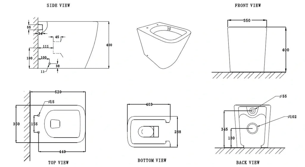RAMA RIMLESS COMPLETE FLOOR STANDING SET TOILET